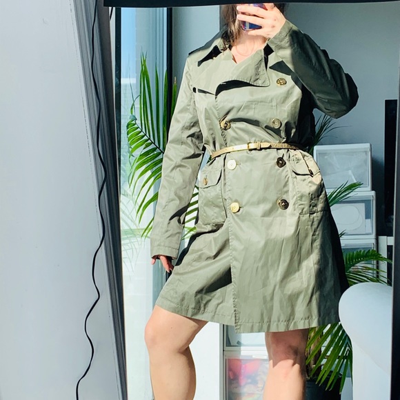 Baby Phat Double-Breasted Designer’s Trench Coat Camo Green Leopard Satin - Picture 5 of 16